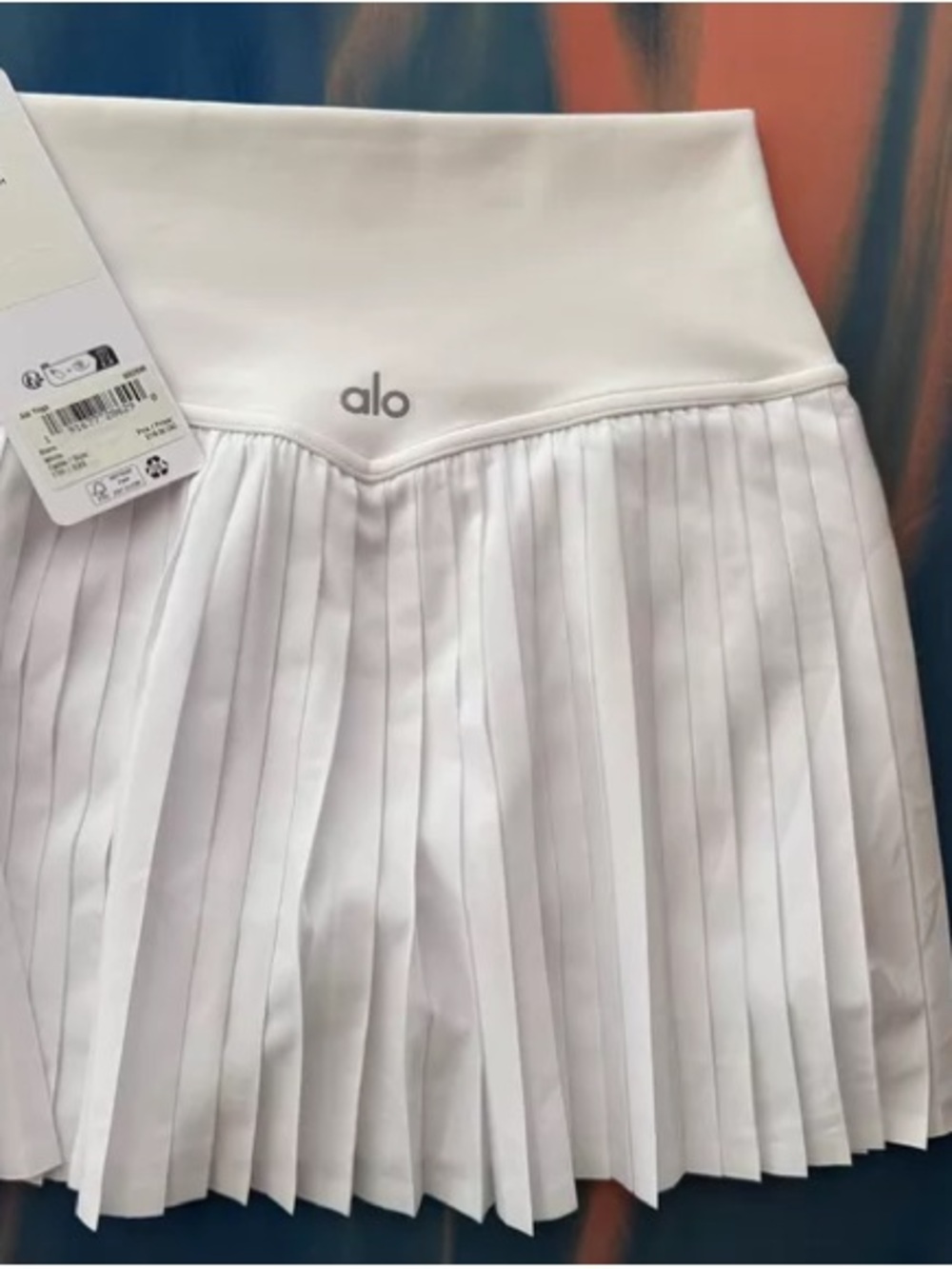 ALO Yoga White Pleated Skirt with Subtle Logo